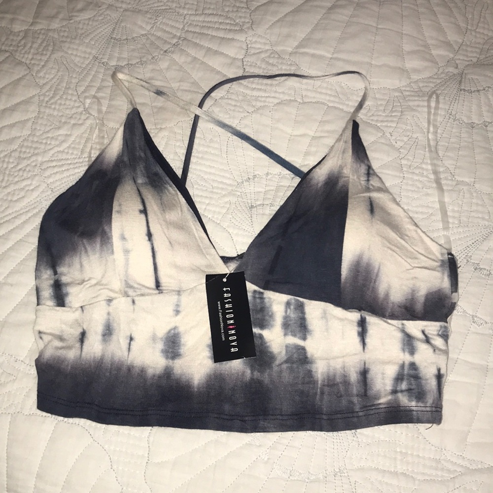 Blue and white tye-dye brand new crop top